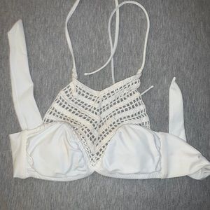 White crochet bathing suit top